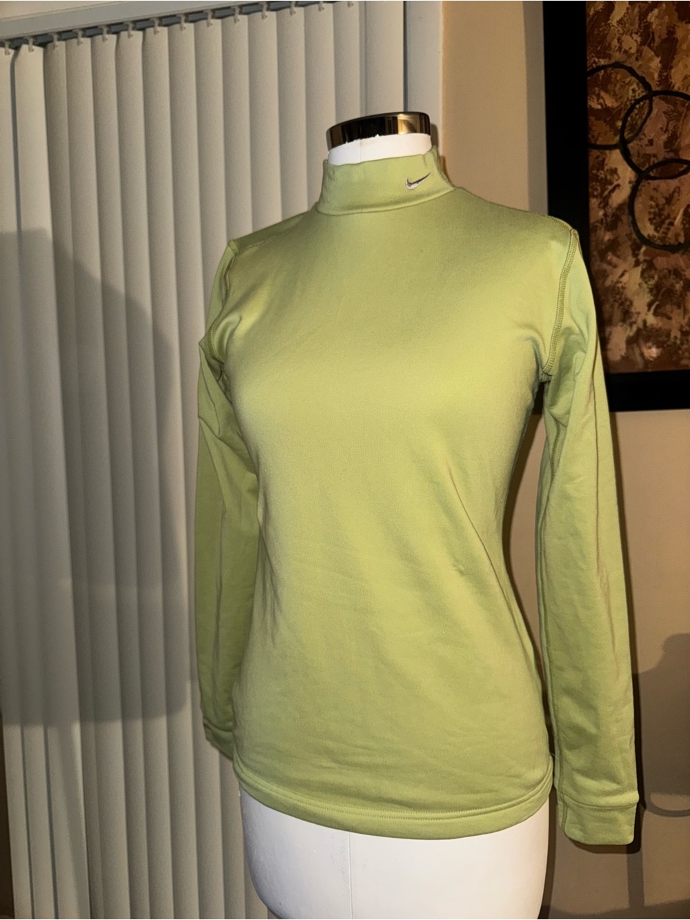 Vintage 2000s lime green Nike thermal mock turtleneck